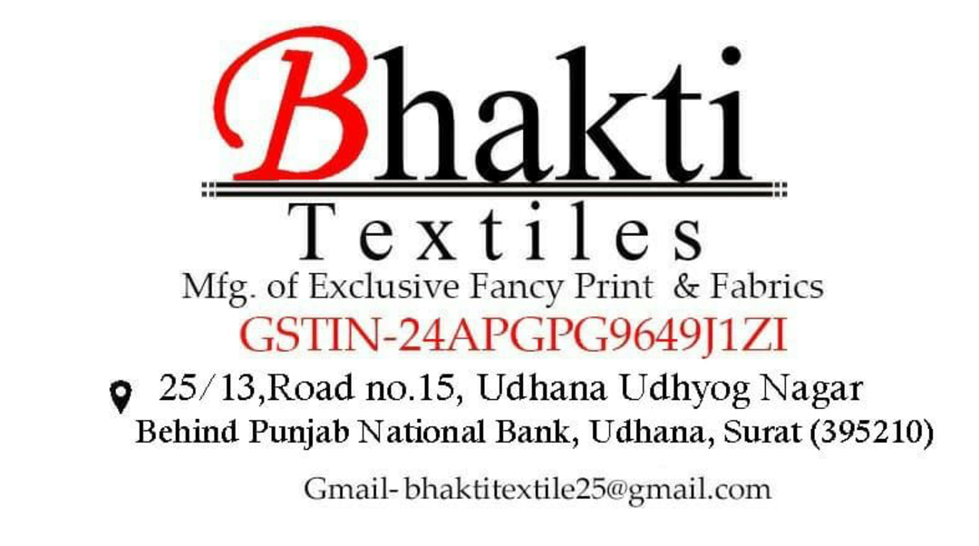 Visiting card store images of Bhakti Textiles