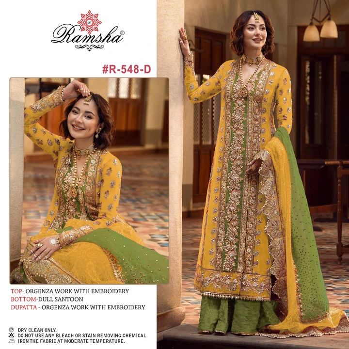 *RAMSHA..PRESENT*

*🌻R-548 nx 🌻*

RATE : - *1450₹*+GST

FABRICS DETAIL:-
TOP:- *ORGENZA  EMBROIDER uploaded by Aanvi fab on 6/30/2023
