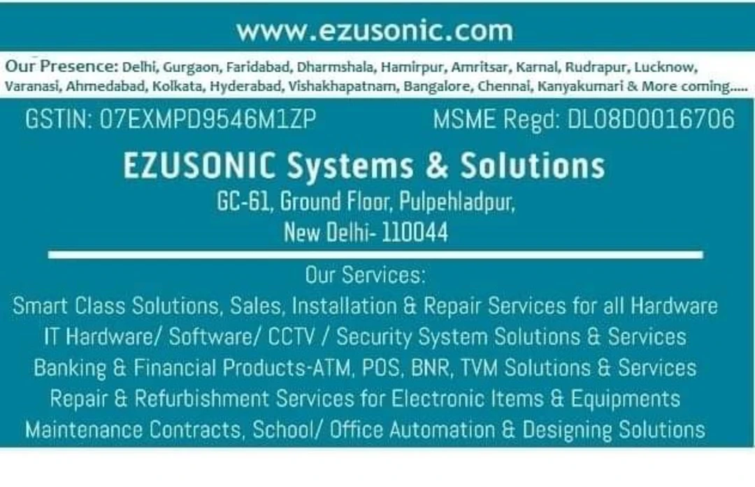 Shop Store Images of EZUSONIC Systems & Solutions