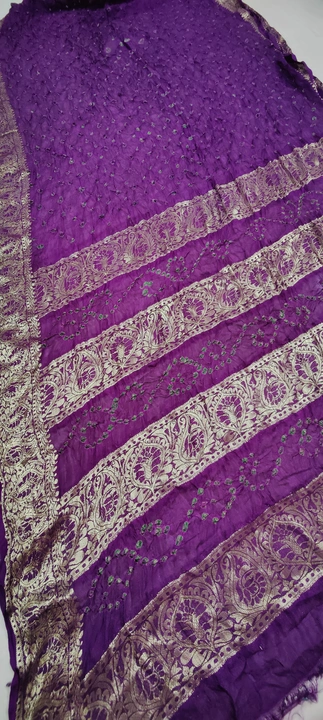 Pure jecard silk hand made Rai bandej sarees....for price and order contact me on my WhatsApp number uploaded by Bandhani suits and sarees on 6/30/2023