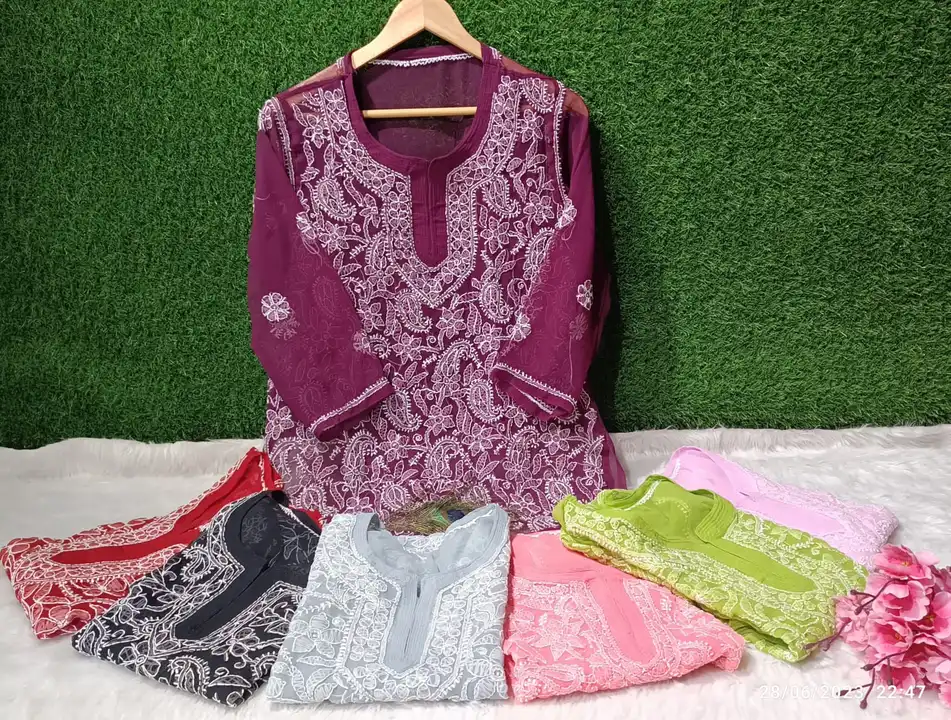 Short jaal Georgette kurti with laycra pant  uploaded by M V CHIKAN on 6/30/2023