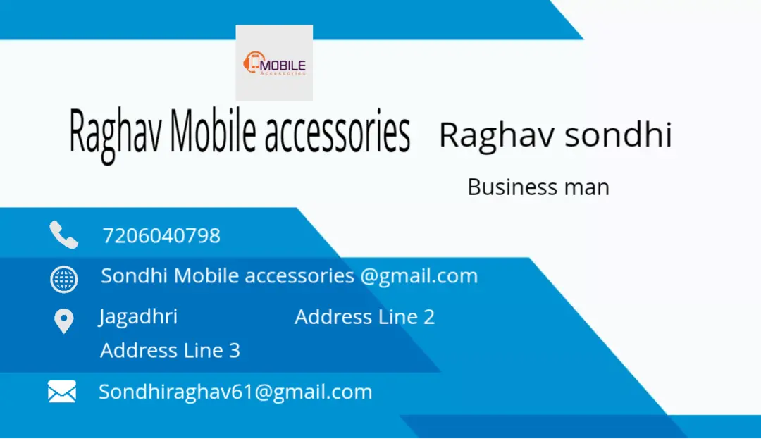 Visiting card store images of Raghav mobile accessories