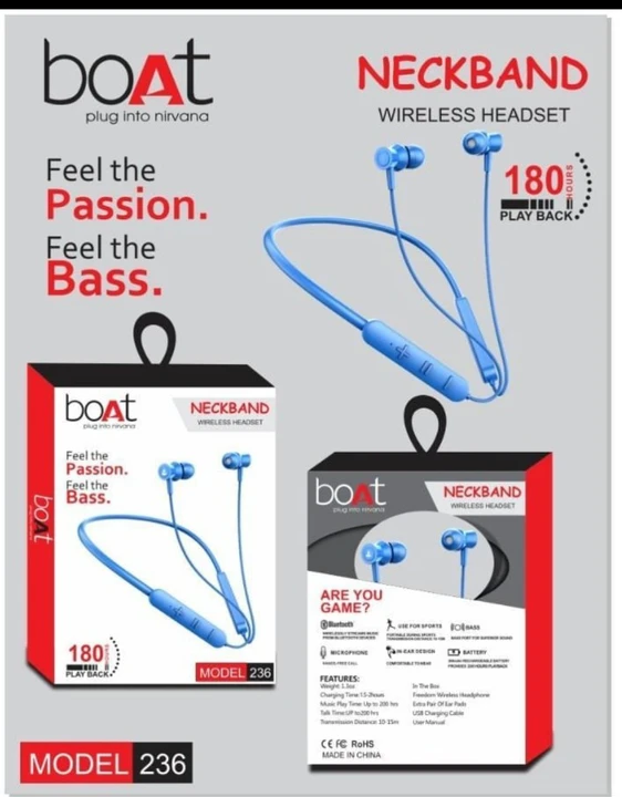 Boat neck band,220 mh battry original sound quality china pack mall  uploaded by Royal mobile accessories on 6/30/2023