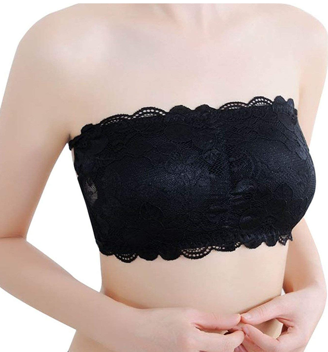 Women's Lace Tube Bra Strapless Lightly Padded Non-Wired Bandeau Bra 521 Bra (Free Size- 28B to 34B) uploaded by business on 6/30/2023