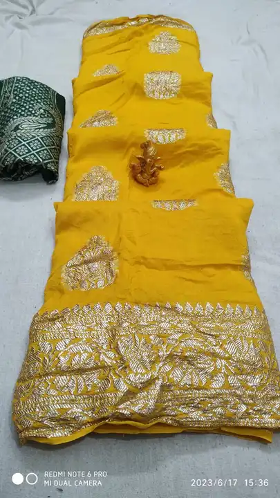 Pyore jorjat fabric
Contrast Blouse with Same Zari of Lahariya Saree uploaded by urmi collection on 6/30/2023