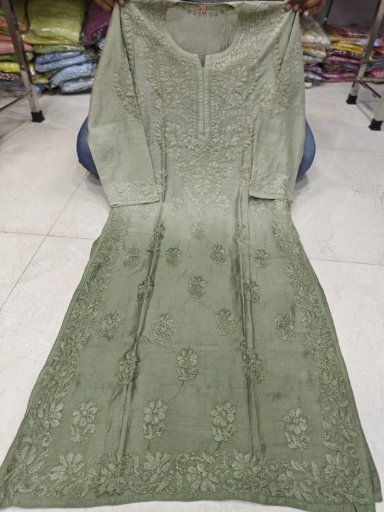 Chanderi dual shade dyed chikankari  uploaded by business on 6/30/2023