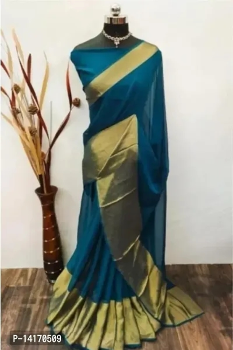Chiffon Zari Border Sarees with Blouse Piece uploaded by wholsale market on 5/9/2023