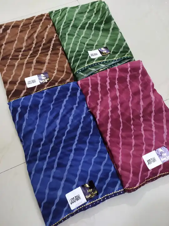 🥳 60 gram lahriya  Fabric Saree 🥻
FANCY GOTA Line WORK
💃🏻 Summer Special Cool 😎 Colour Matching uploaded by Gotapatti manufacturer on 7/1/2023