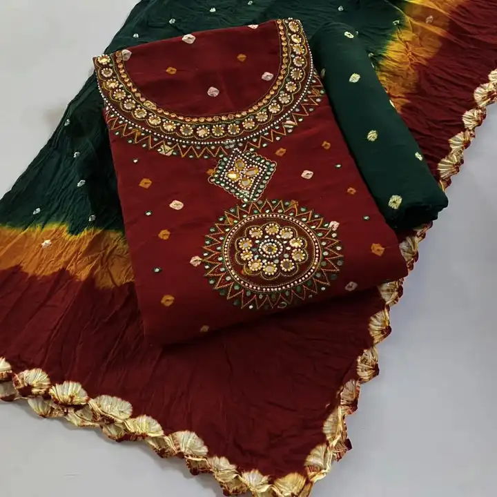 Exclusive Bandhej With Kachchhi Neck uploaded by Apsara dresses on 7/1/2023