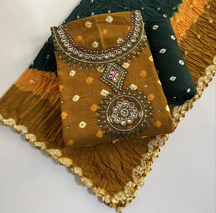 Exclusive Bandhej With Kachchhi Neck uploaded by Apsara dresses on 7/1/2023