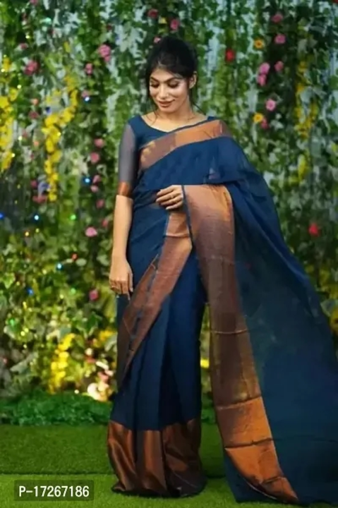 Chiffon Copper Zari Border Sarees with Blouse Piece uploaded by wholsale market on 7/1/2023