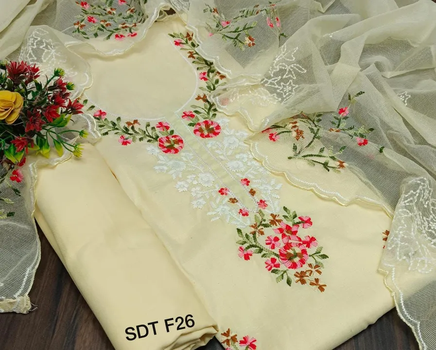 🌺SDT F26🌺

🌺Beautiful linen  shirt with neck embroidery 🌺

🌺Beautiful Kota dupatta with beautif uploaded by Aanvi fab on 7/1/2023