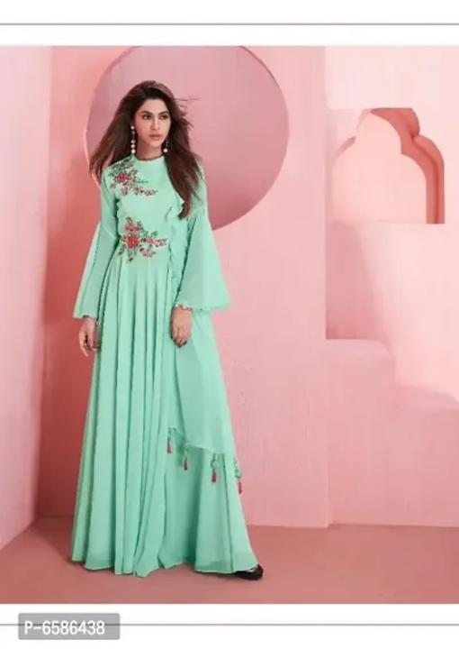 DESIGNER GEORGETTE GOWN (turquise) uploaded by I. R. FASHION on 7/1/2023