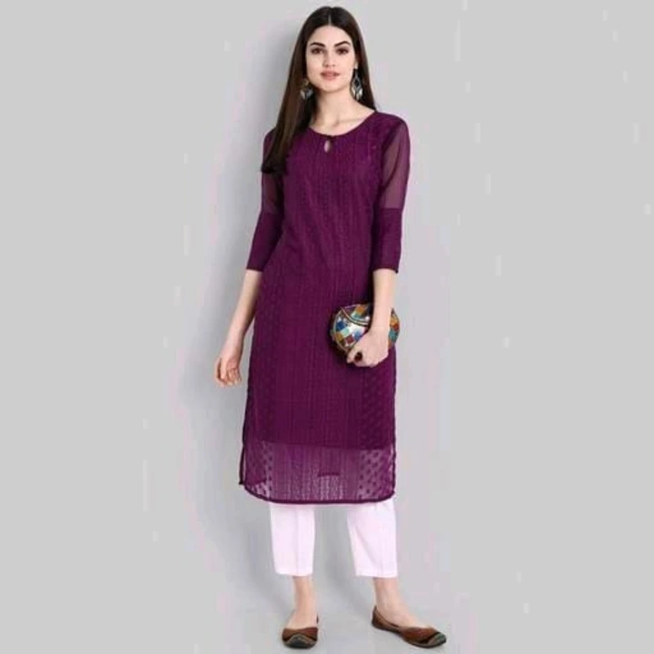 Chickenkari kurti in georgette fabric  uploaded by business on 7/1/2023