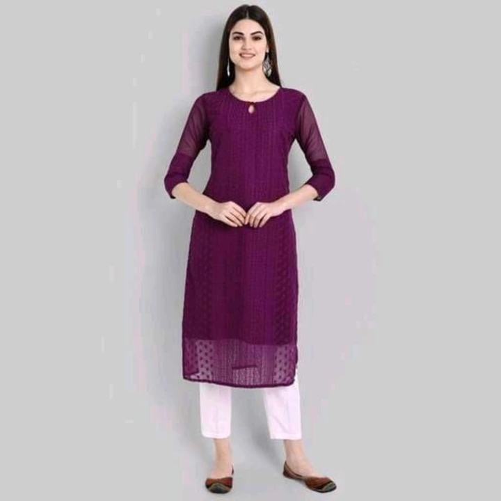 Chickenkari kurti in georgette fabric  uploaded by G V CREATION on 7/1/2023