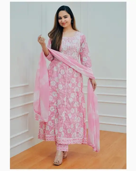 Anarkali kurti with  pant paired up with dupatta uploaded by NagraFashion on 7/1/2023