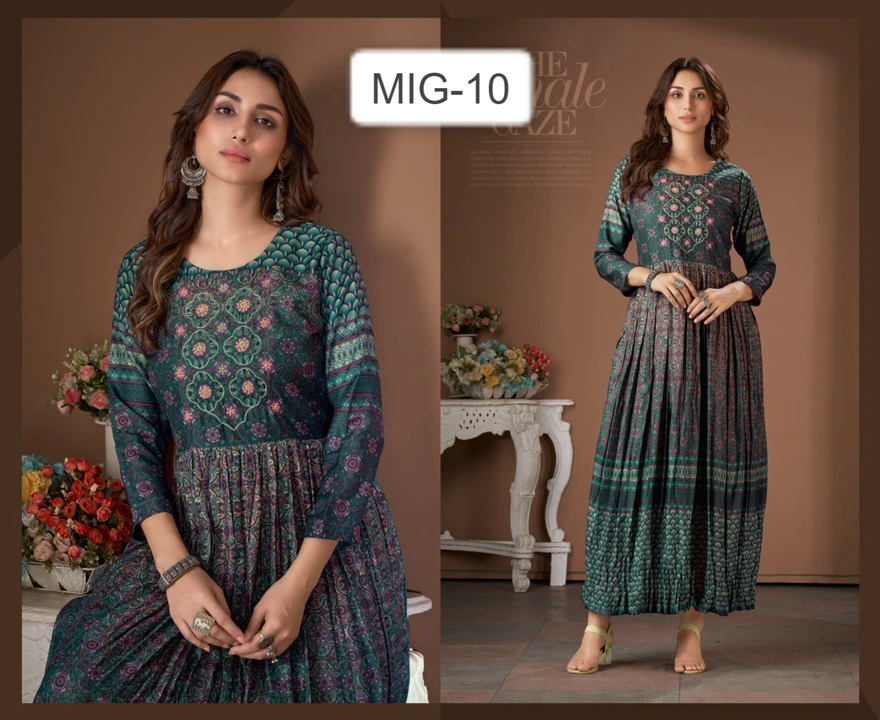 LONG KURTI GOWNS

*DESIGN* - *MIG*

*FABRIC*  PURE VISCOSE MUSLIN 

*DETAILS*  PURE VISCOSE  MUSLIN  uploaded by Aanvi fab on 7/1/2023
