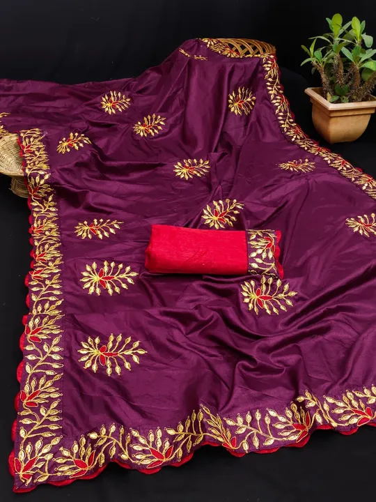 Pure dola silk saree with heavy Embroided work border uploaded by VINAYAK CREATION on 7/1/2023