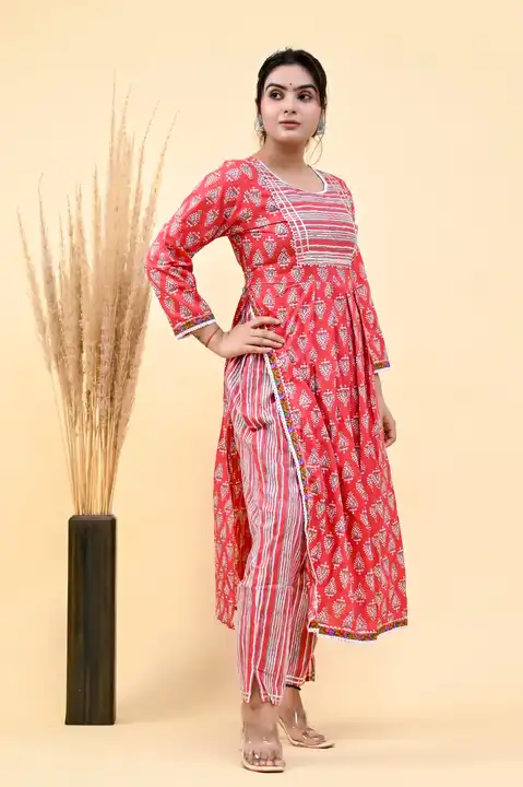Women's cotton nyra cut kurti with pant uploaded by business on 7/1/2023