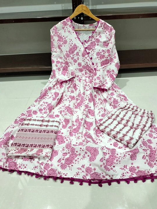Angarkha patern Anarkali kurti set in cotton  uploaded by Tejal International on 7/2/2023