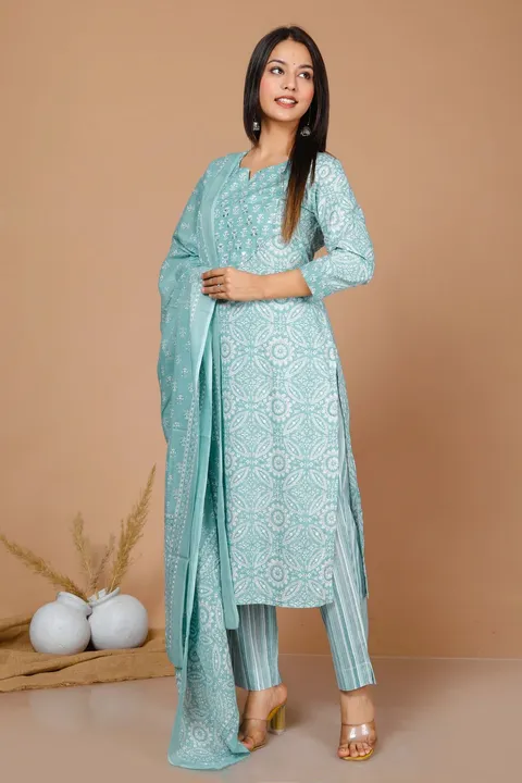 Cotton kurti pent dupatta  uploaded by Yhatharth collection on 7/2/2023