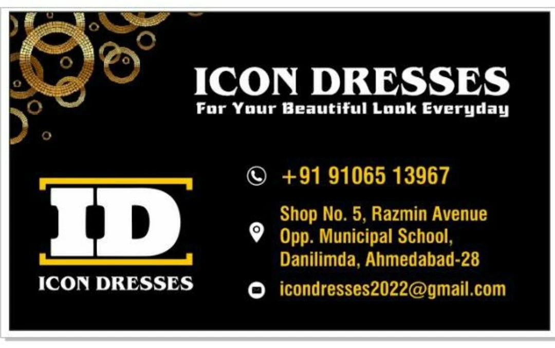 Visiting card store images of ICON DRESSES