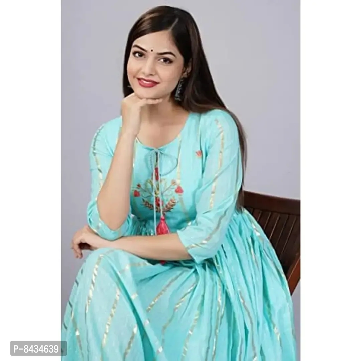 Women  cotton embroidered anarkali kurti for women  uploaded by business on 7/2/2023