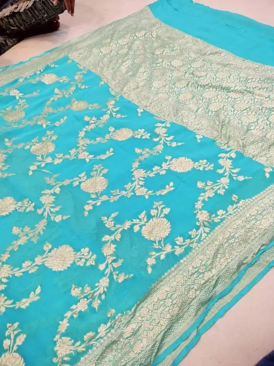Banarsi dyeable semi Georgette silk saree  uploaded by Muaaz Banarasi Sarees on 7/2/2023