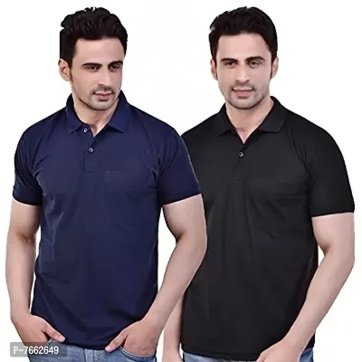 SMAN Men's Polo T-Shirt Regular Fit Polyester Half Sleeve with Pocket Combo Pack of 2 uploaded by wholsale market on 7/2/2023