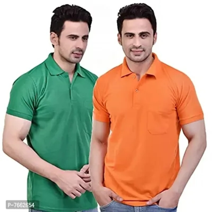 SMAN Men's Polo T-Shirt Regular Fit Polyester Half Sleeve with Pocket Combo Pack of 2 uploaded by wholsale market on 7/2/2023