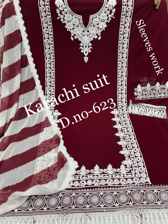 Karachi suit uploaded by Heena fashion house on 7/2/2023