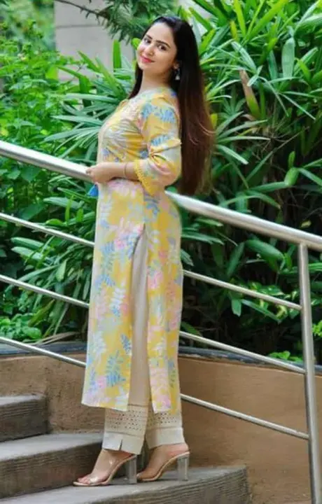 Yellow handwork kurti with pant Fabric - rayon
 uploaded by Online Ladies Dresses on 7/2/2023