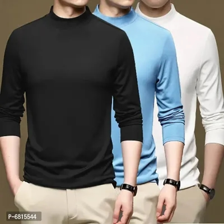 Multicolored Polyester Blend Solid Round Neck Full-sleeve Comfortable Tees for Men Combo (Pack of 3) uploaded by wholsale market on 7/2/2023