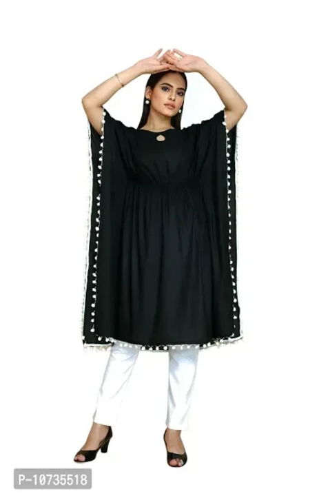 Rayon Kaftan With PomPom Lace Work uploaded by business on 7/2/2023