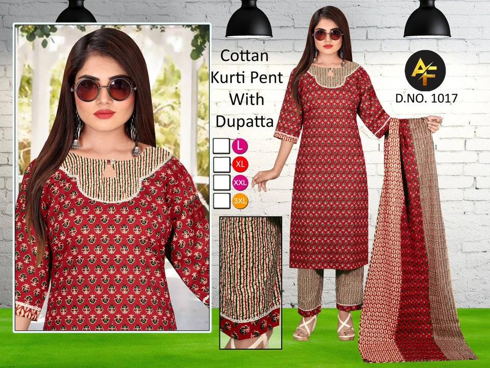 Cotton pirint pent top dupatta  uploaded by Arshiya fashion Ledis suit on 7/2/2023