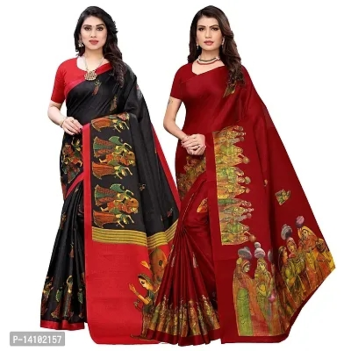Printed Art Silk Multicoloured Saree With Blouse Piece For Women- Pack Of 2
 uploaded by Prince Tiwari on 7/2/2023
