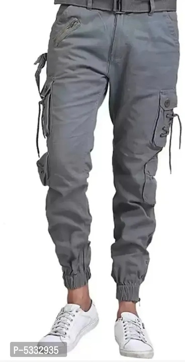 Mens Cotton Solid Casual Cargo Pants uploaded by wholsale market on 7/3/2023