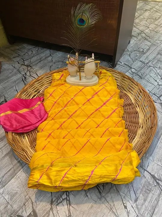 Today sale price 
Pure Nazmin shifon saton patti 
Witj lhriya nd bandni Paton 
With blouse price onl uploaded by Gotapatti manufacturer on 7/3/2023