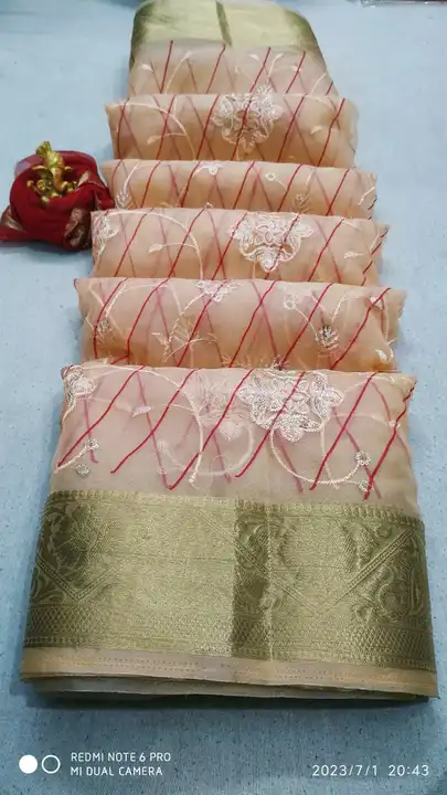 Super lehriya saree⚡⚡

New launched⚡Organza Chit- Pallu Saree with Siquance Work leheiya saree All o uploaded by Gotapatti manufacturer on 7/3/2023