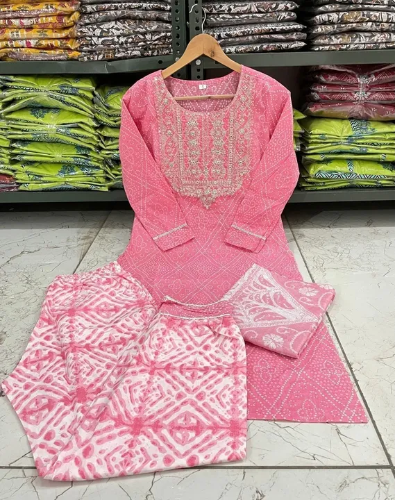 Cotton procin print kurti set uploaded by Pink city creations  on 7/3/2023