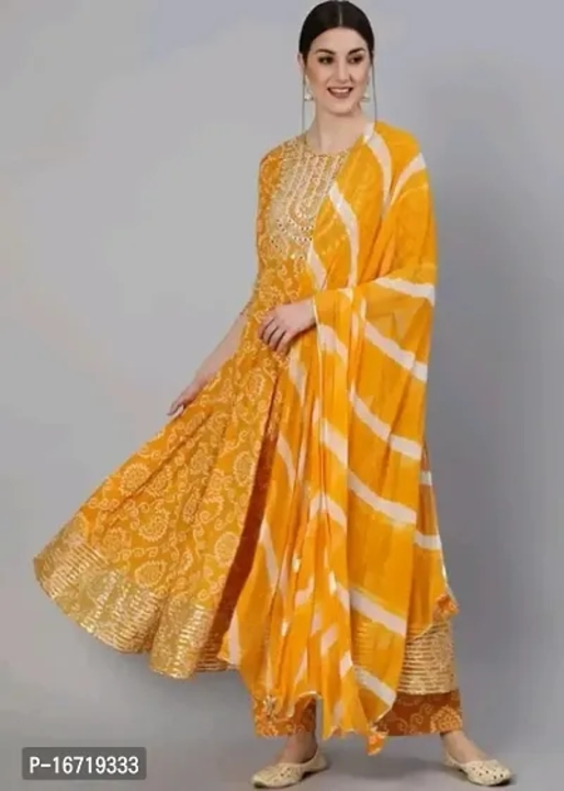 Premium Rayon Anarkali Kurti With Dupatta And Pant Set uploaded by Silaao Fashion on 7/3/2023