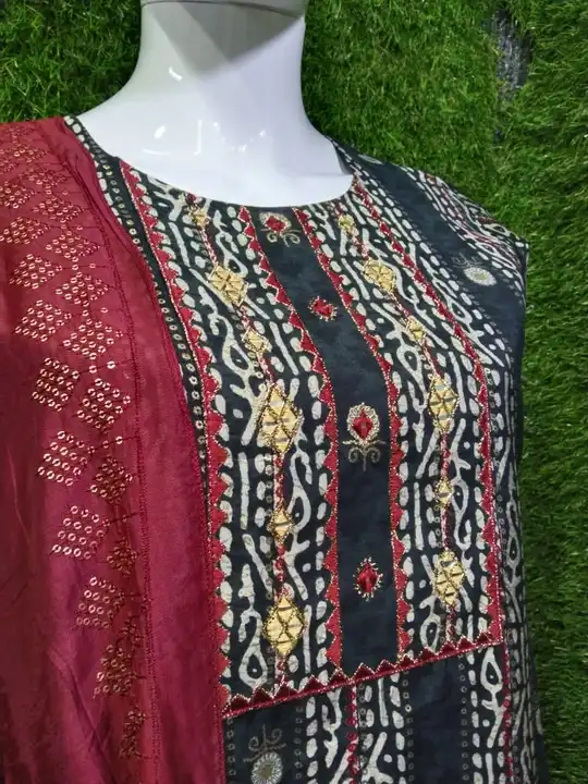 NEW MODAL FABRIC HEAVY HAND WORK 3 PIS SUIT uploaded by Swastik creation on 7/3/2023