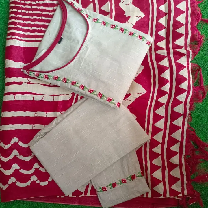 Khadi cotton embroidery suit  uploaded by SALASAR TEXTILES on 7/3/2023