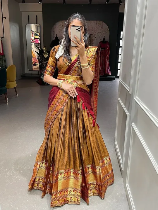 Handcrafted Narayanpet Lehenga for Women Ethnic Half Narayanpet Indian Traditional saree party wear  uploaded by PRUTHVI ENTERPRISES on 7/3/2023