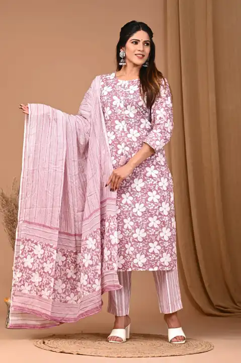 Cotton 3piece suit  uploaded by Bagru Hand Block Print Jaipur on 7/3/2023