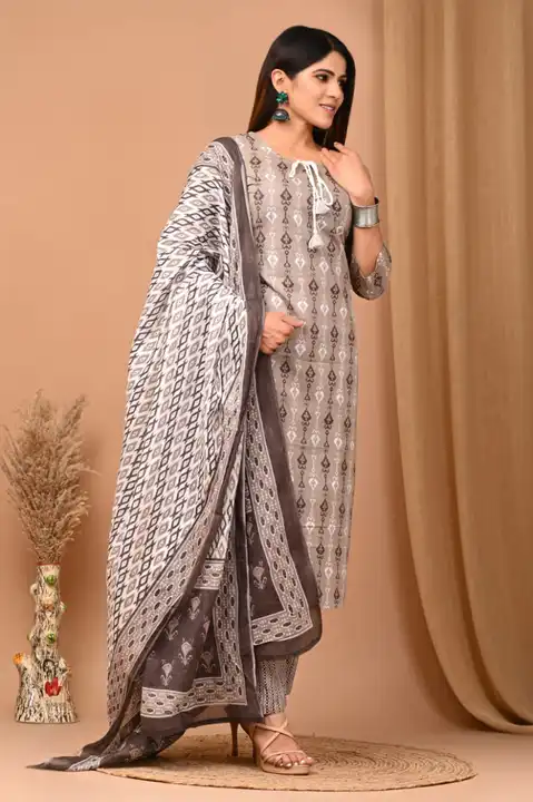 Cotton 3piece suit  uploaded by Bagru Hand Block Print Jaipur on 7/3/2023
