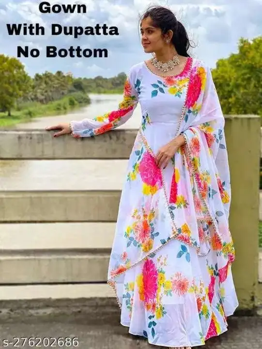 Women's Faux Georgette Stylish Fabulous Full Length Flare Gown with Dupatta for Any Formal Occasion uploaded by PRUTHVI ENTERPRISES on 7/3/2023