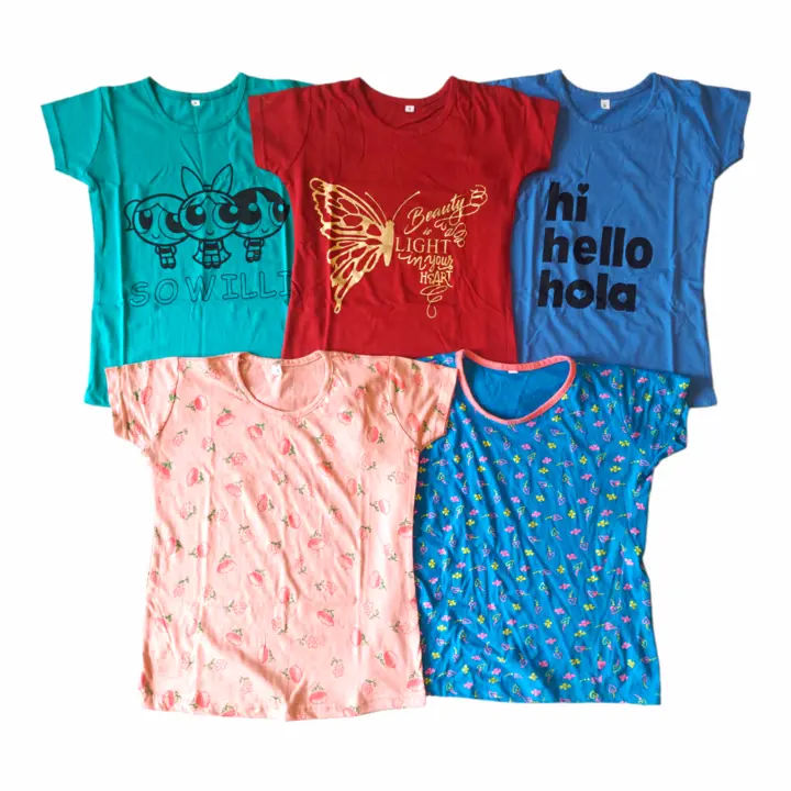 Girls T shirt Cotton (Multicolour pack of 5) uploaded by business on 7/3/2023