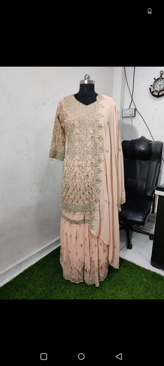 Fox Georgette top with heavy work with full zarkan+mirror  uploaded by Humera fashion on 7/3/2023