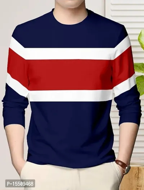Reliable Blue Cotton Blend Colourblocked Round Neck Tees For Men uploaded by wholsale market on 7/3/2023